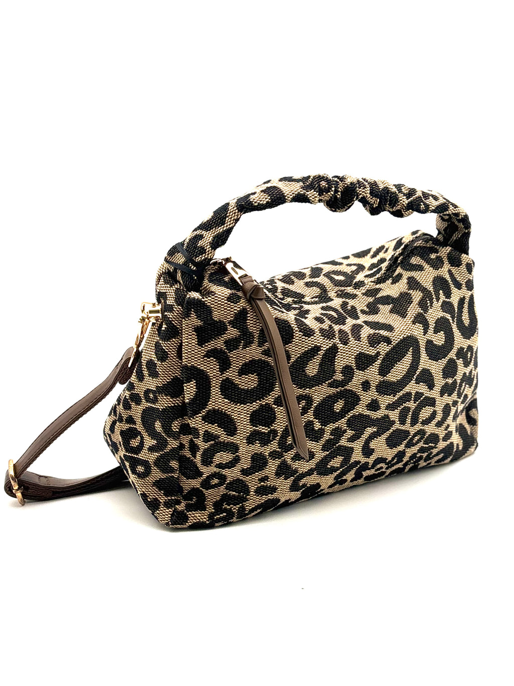 BORSA A MANO ARRICCIATA leopardata