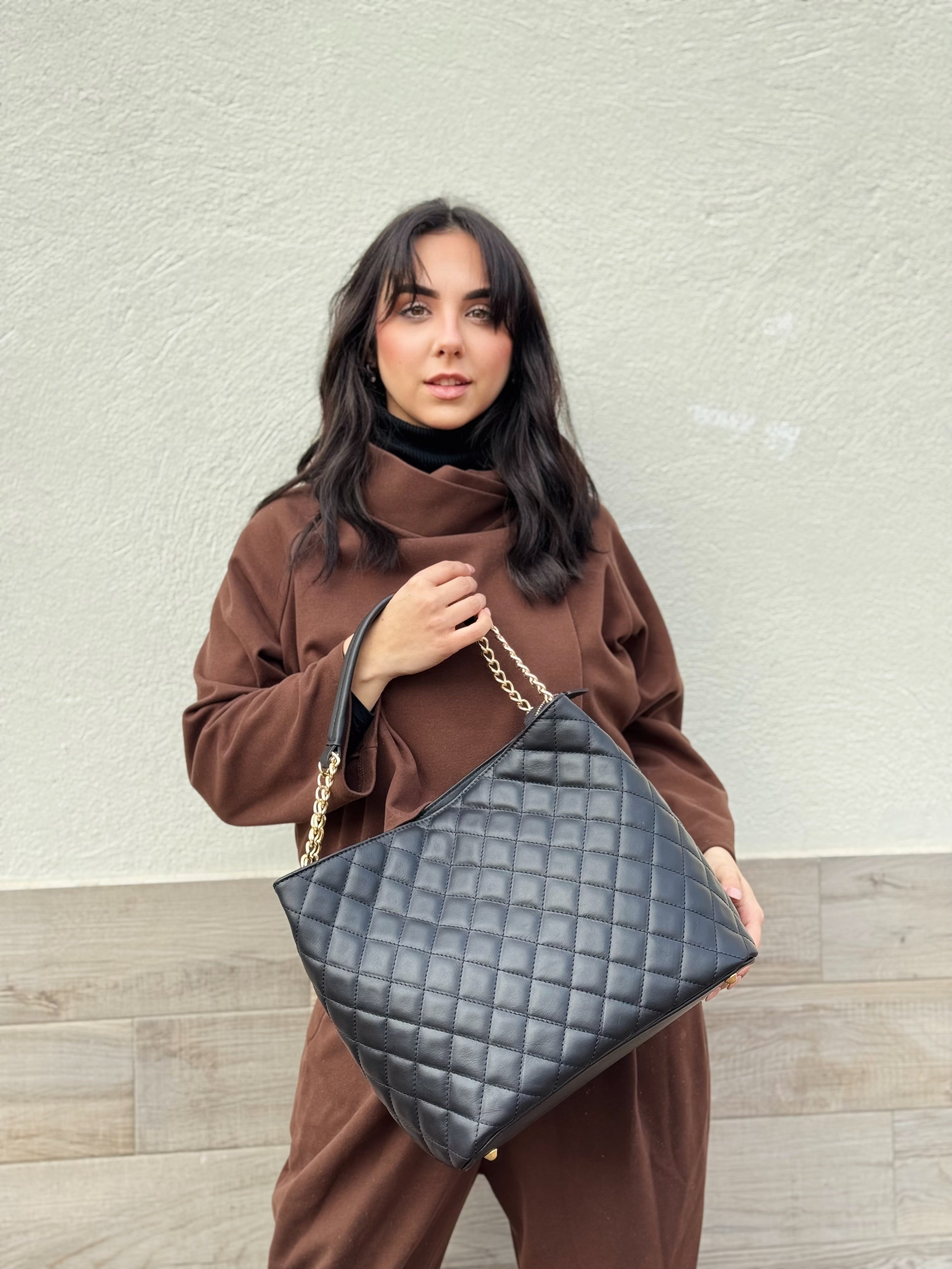 Borsa a spalla trapuntata Maxi