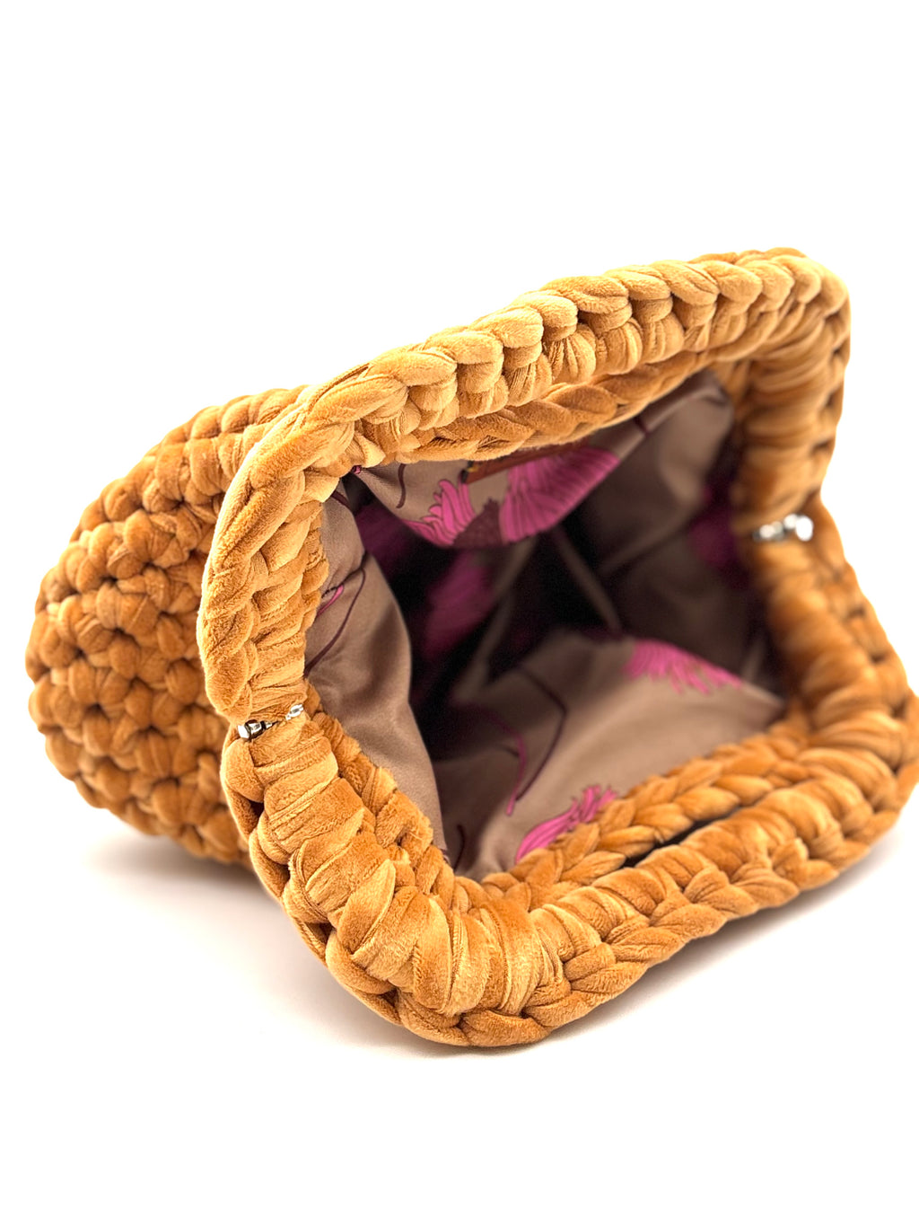 Clutch senape in velluto