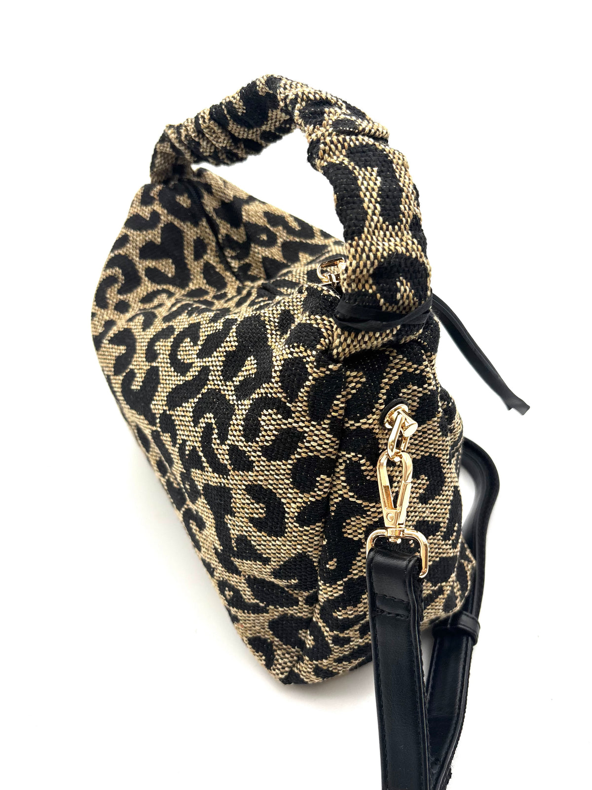 BORSA A MANO ARRICCIATA leopardata
