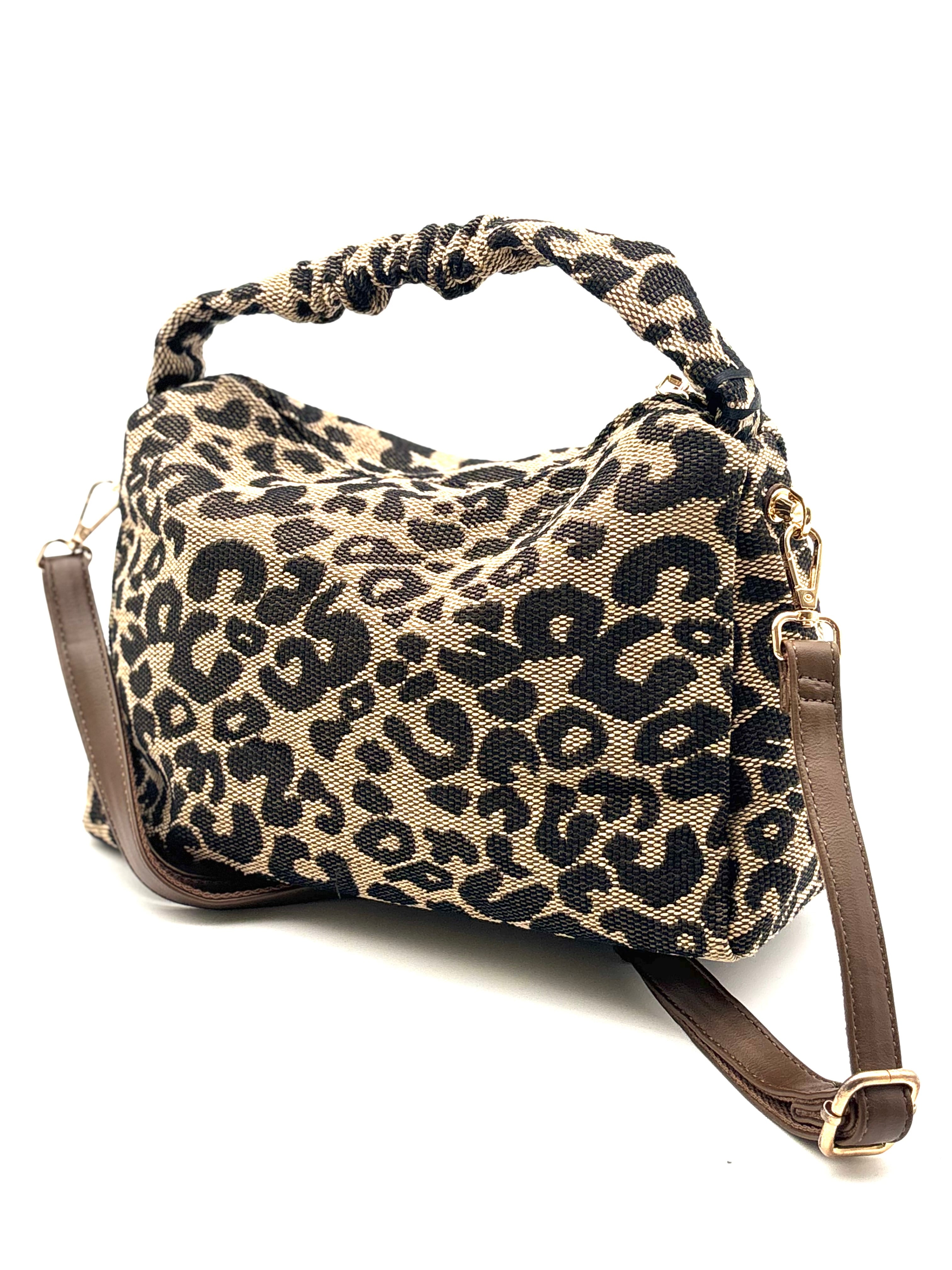 BORSA A MANO ARRICCIATA leopardata
