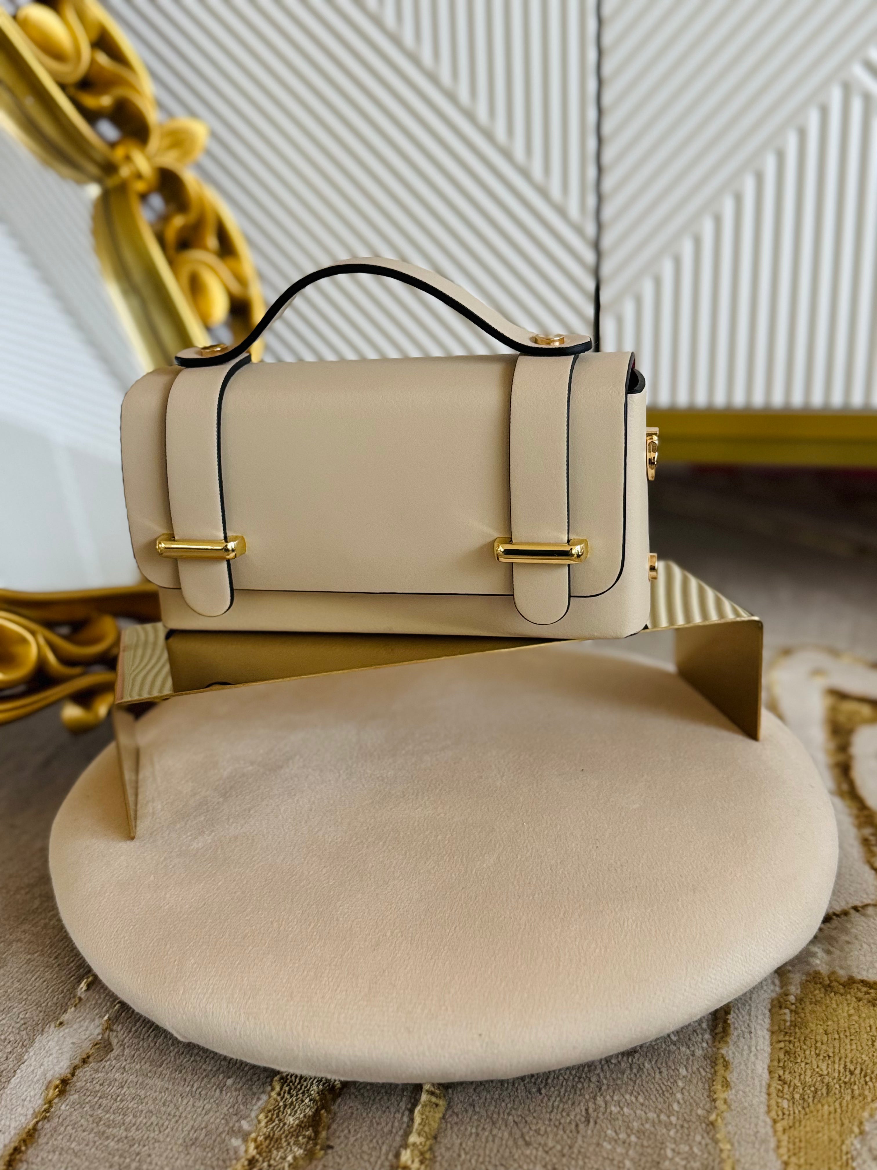 Borsa Baguette beige in vera pelle