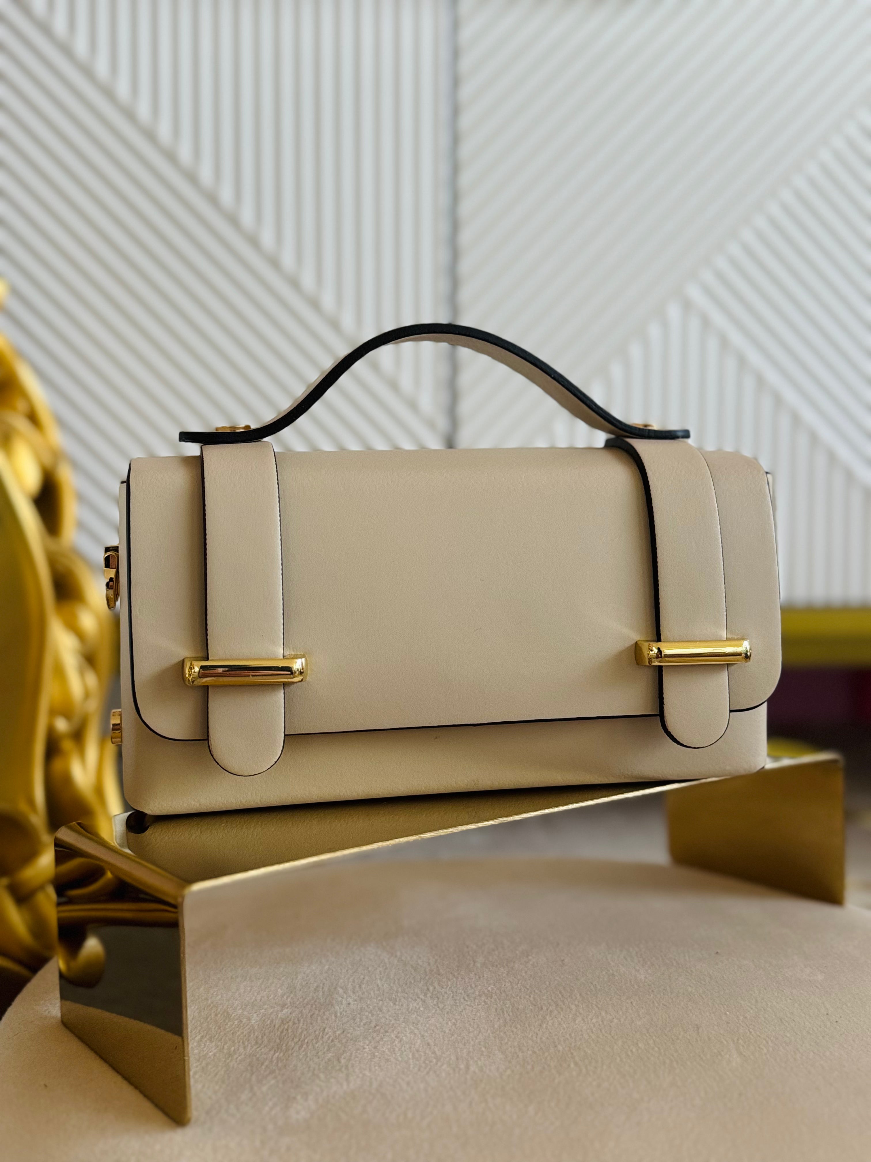 Borsa Baguette beige in vera pelle