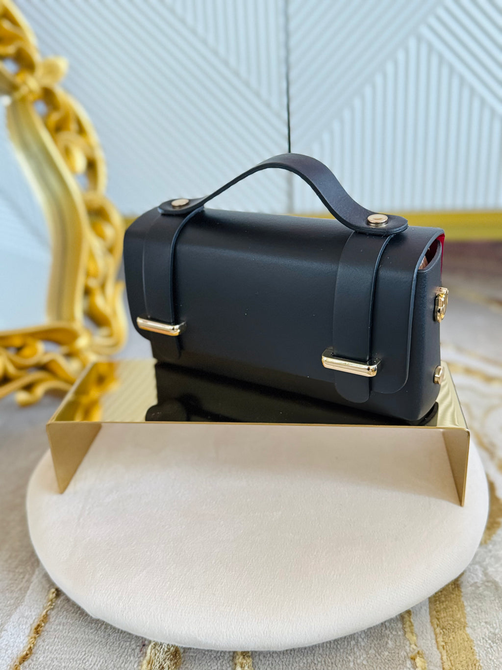 Borsa Baguette nera vera pelle