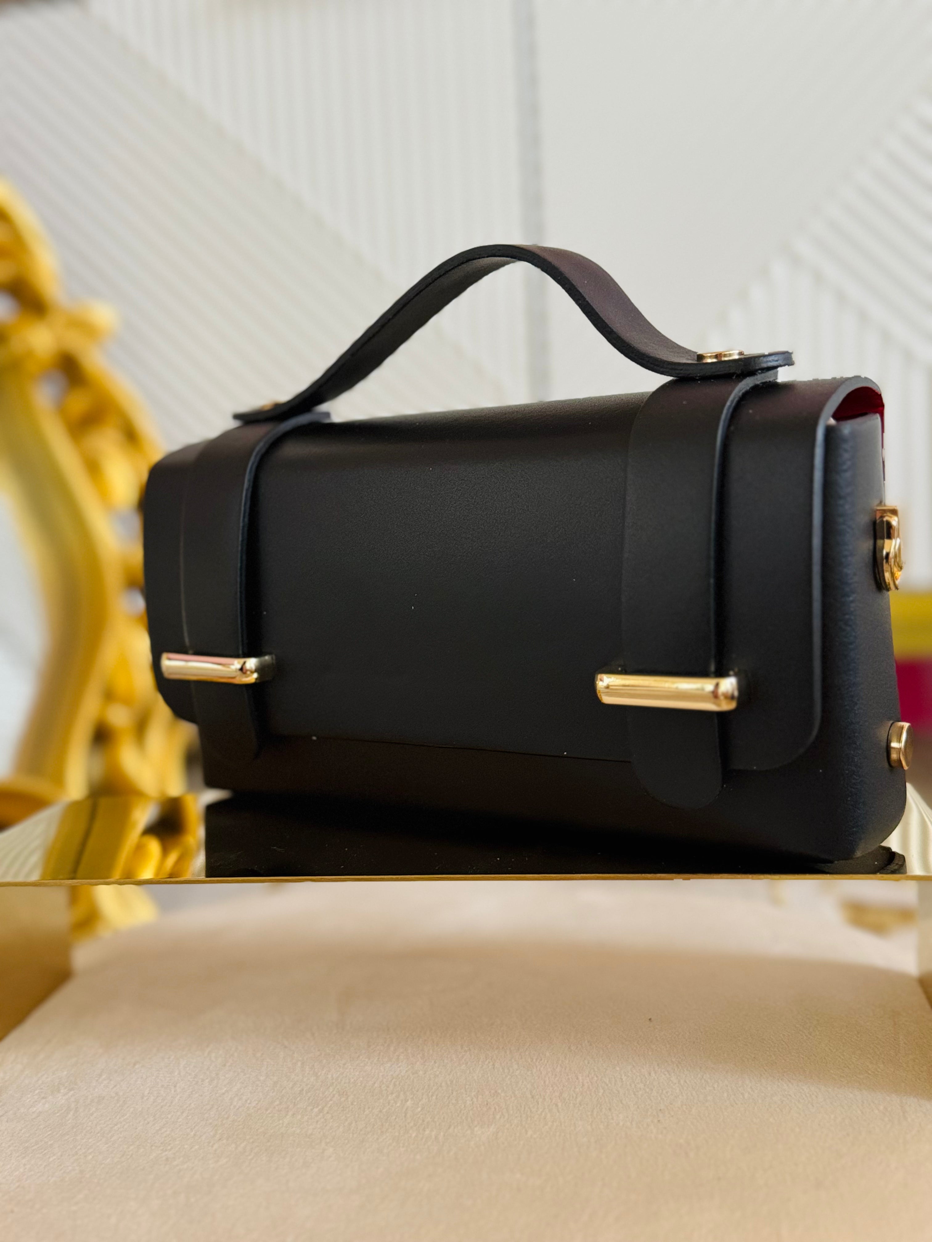 Borsa Baguette nera vera pelle