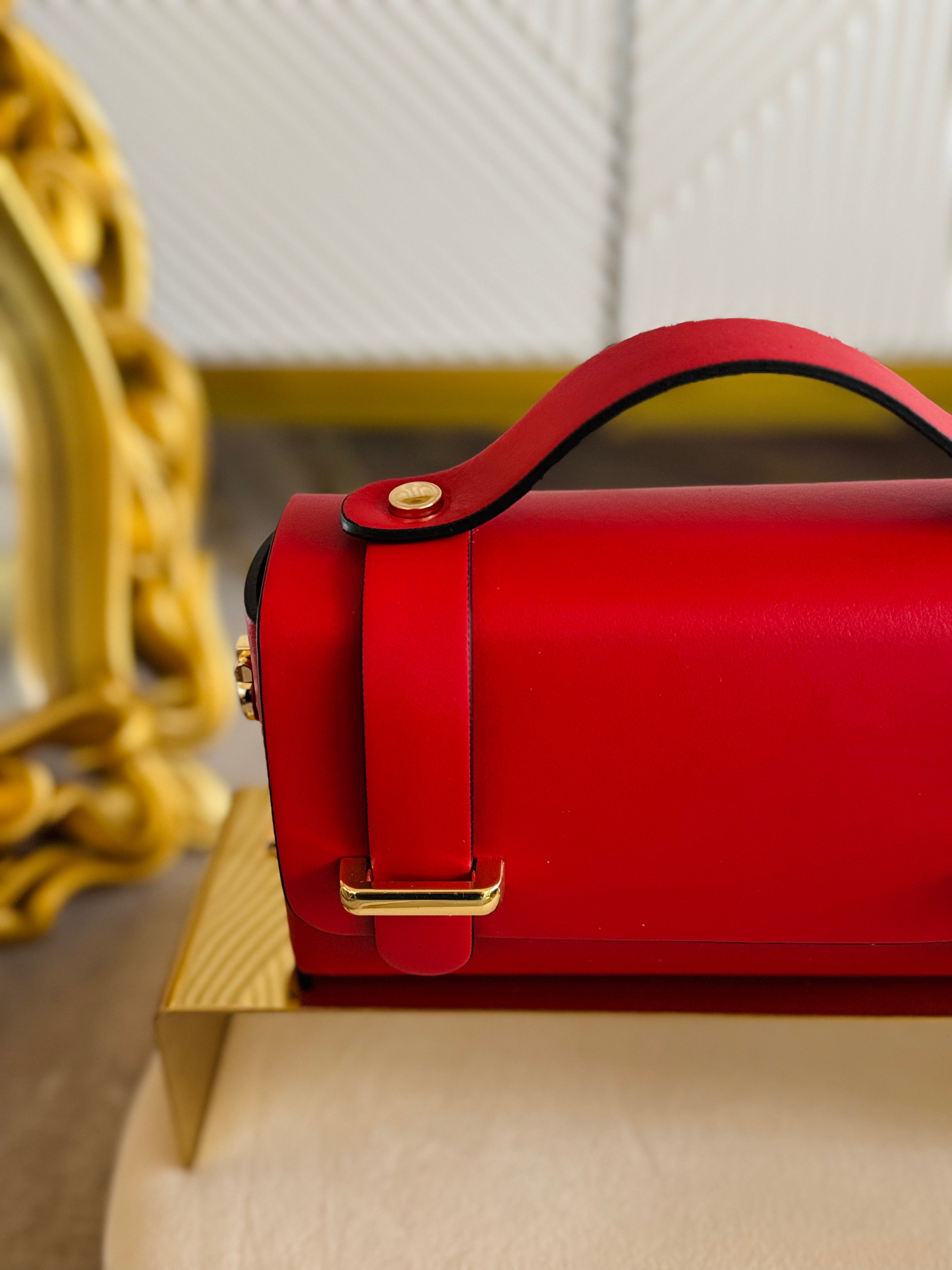 Borsa Baguette rossa vera pelle