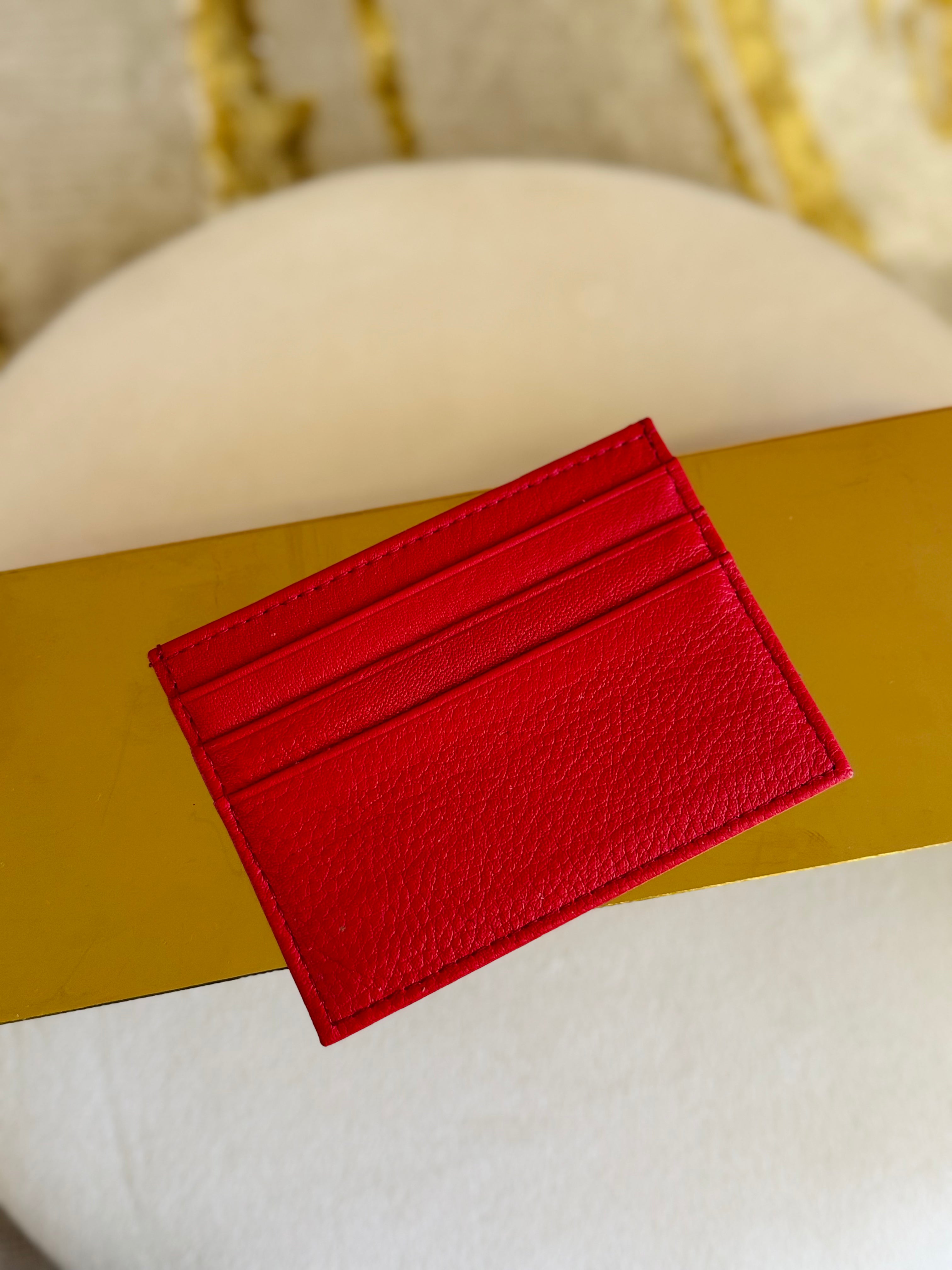 Porta carte in vera pelle rosso
