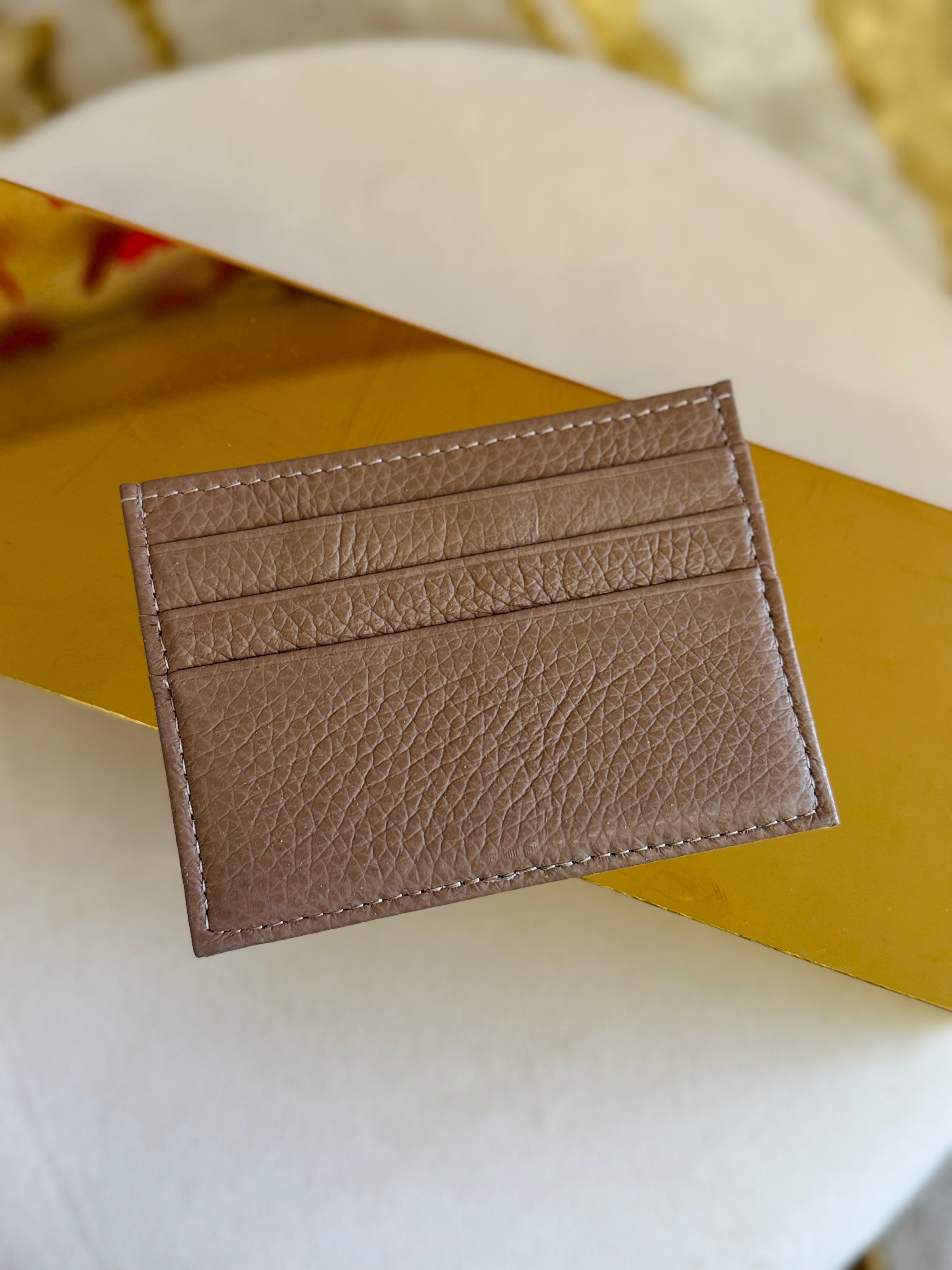 Porta carte in vera pelle khaki