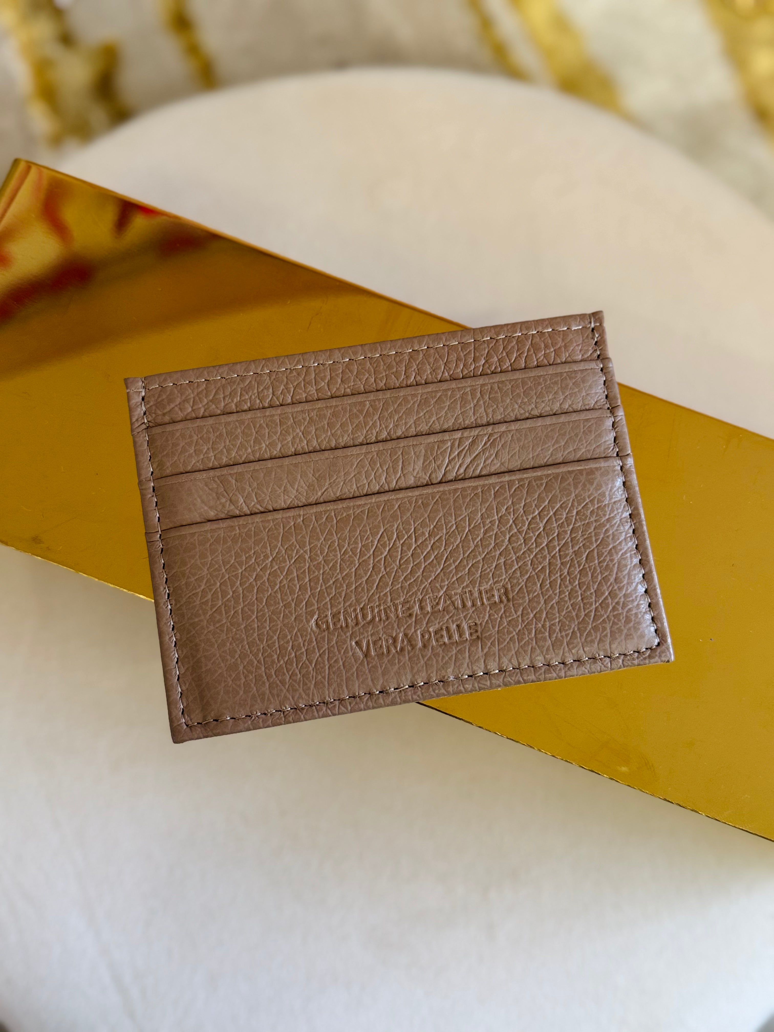 Porta carte in vera pelle khaki