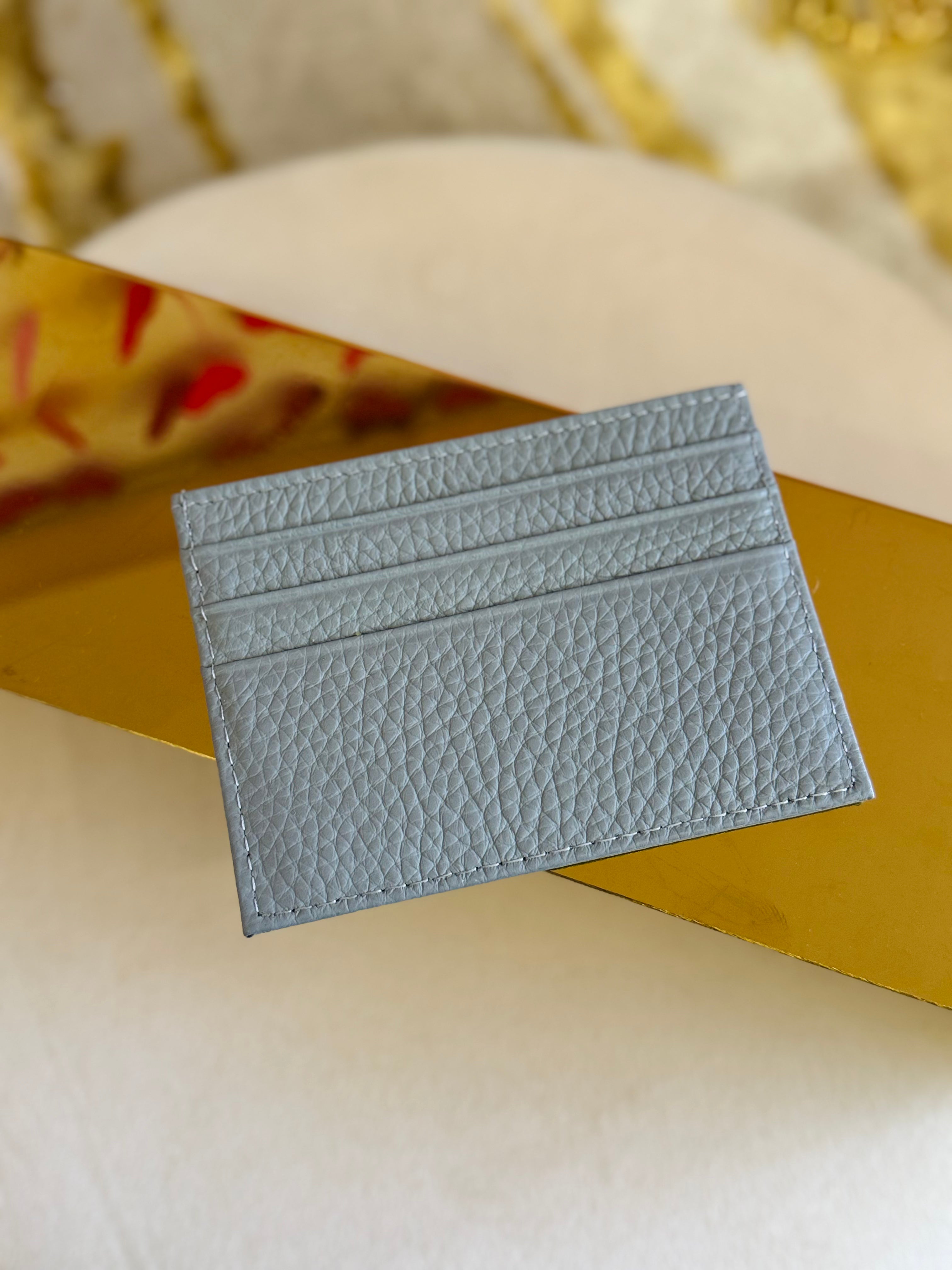 Porta carte in vera pelle grigio