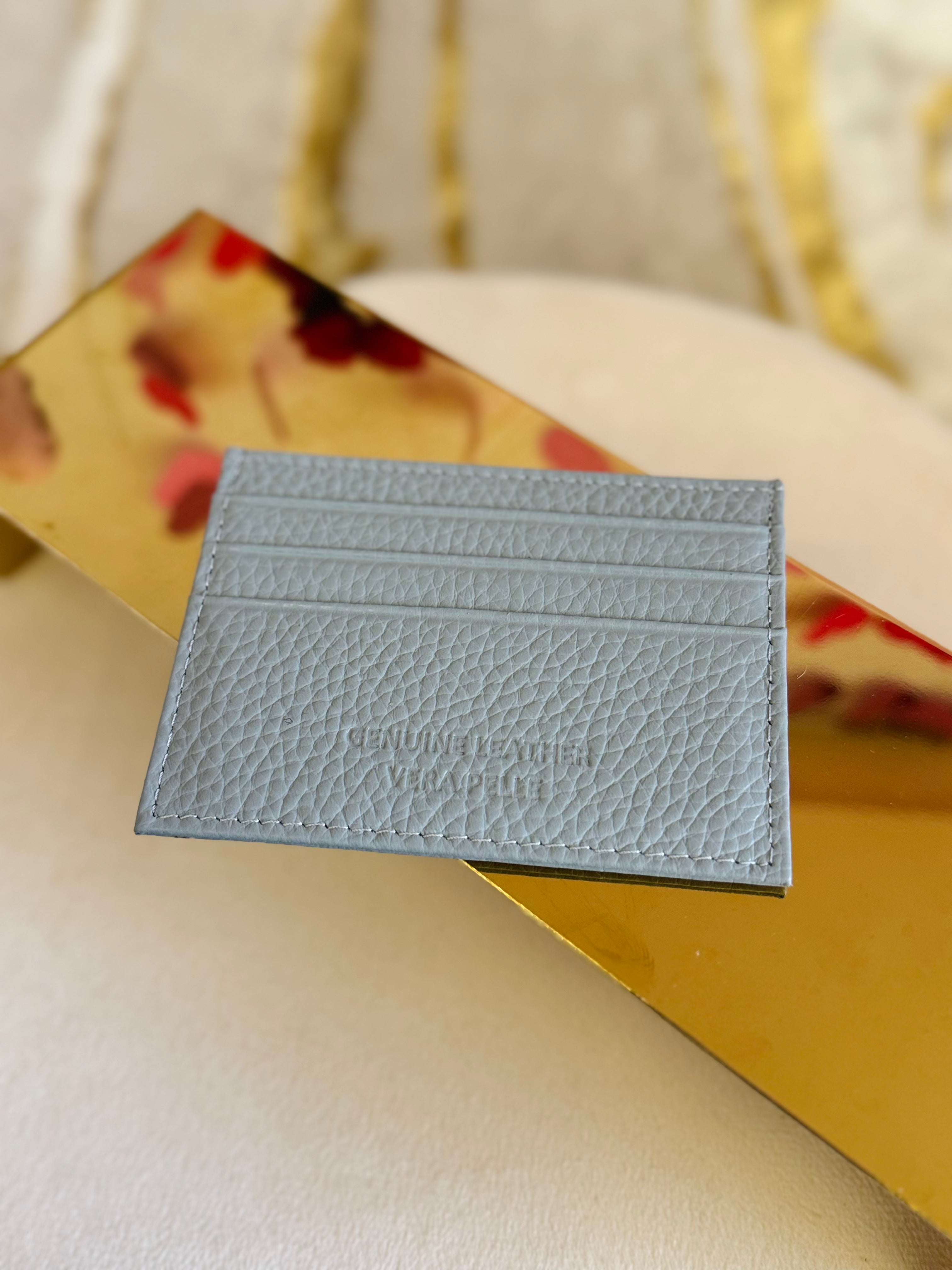 Porta carte in vera pelle grigio