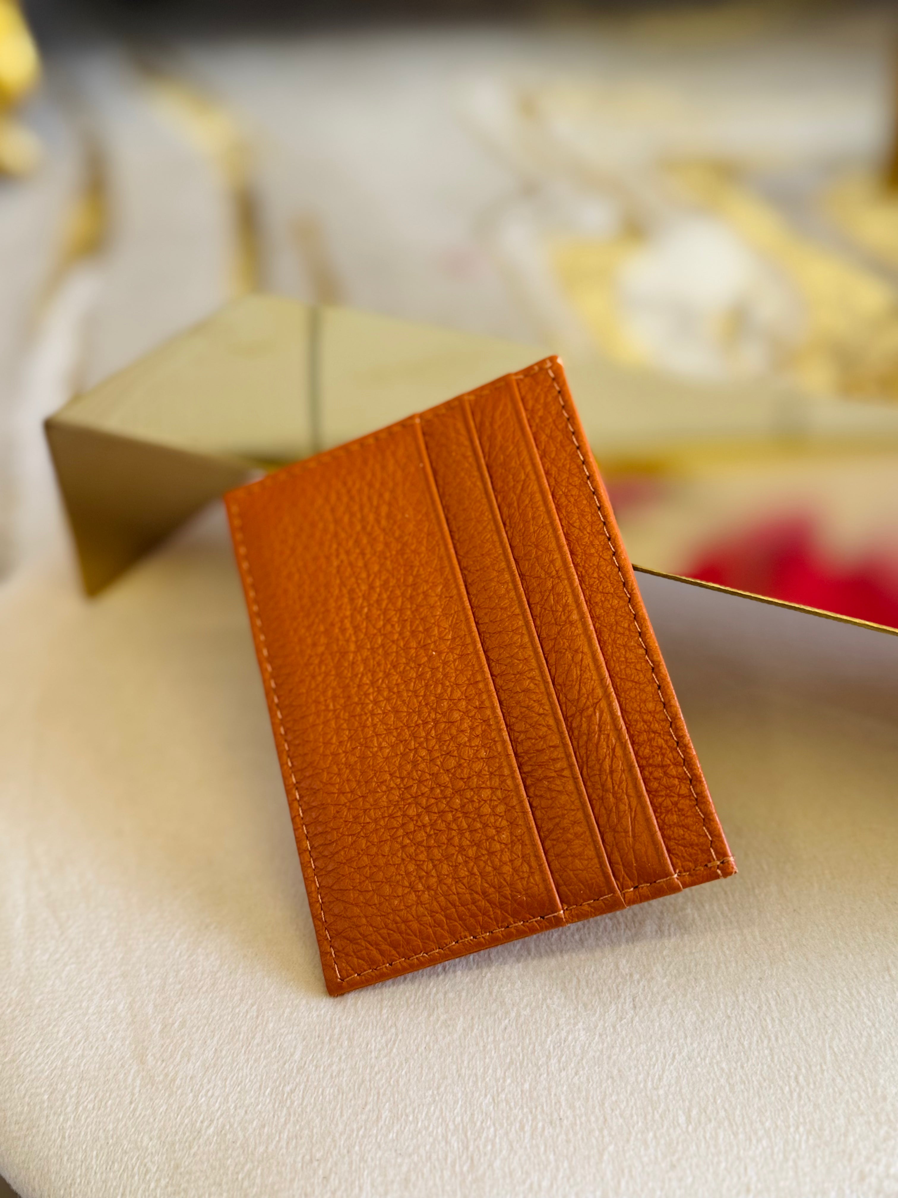 Porta carte in vera pelle arancione