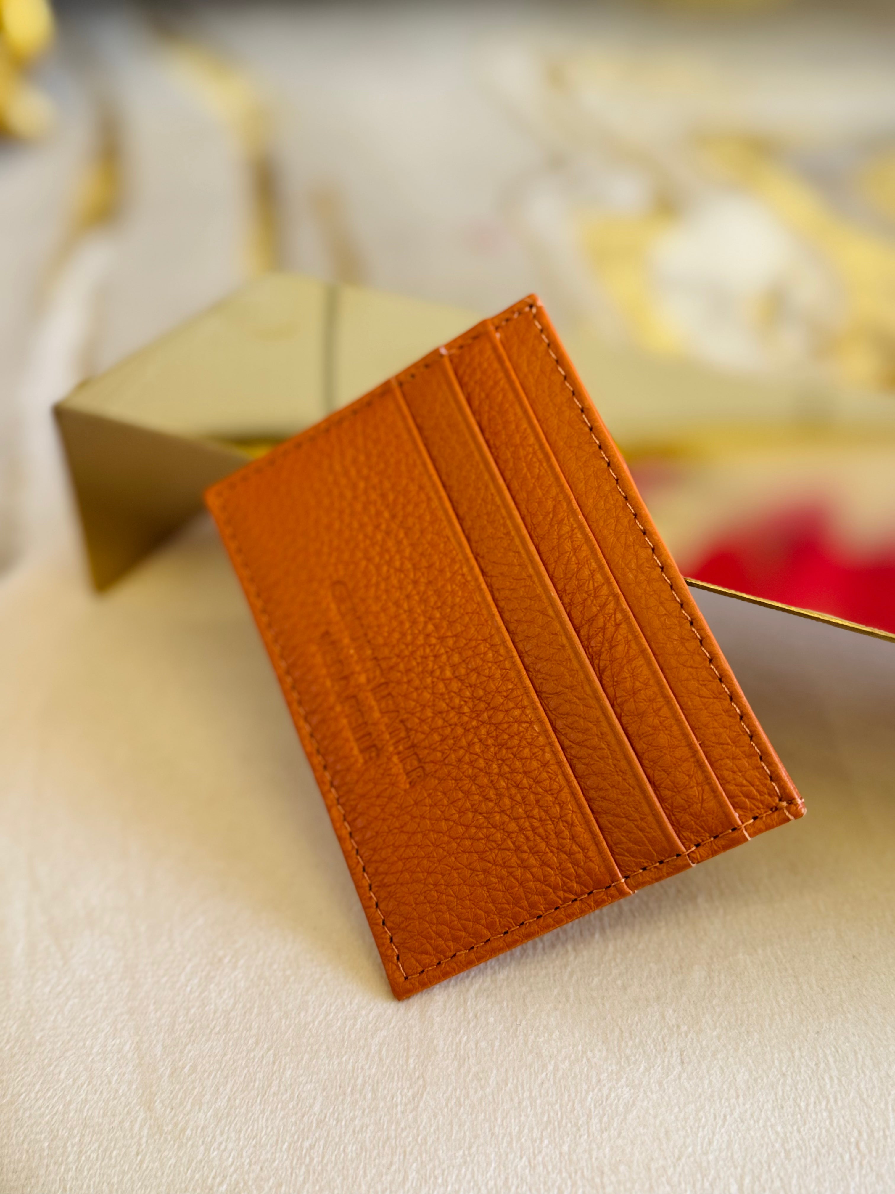 Porta carte in vera pelle arancione
