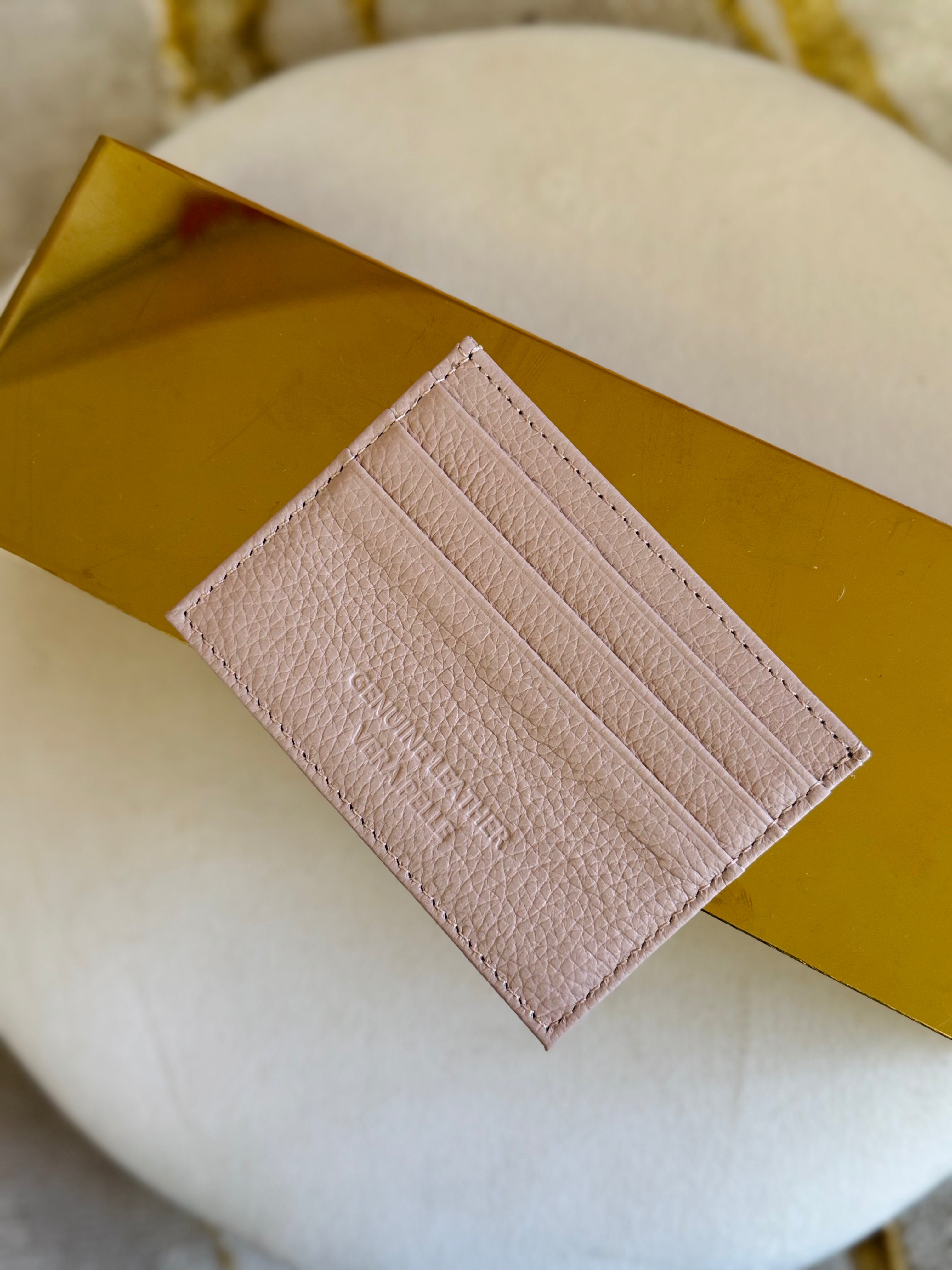 Porta carte in vera pelle cipria