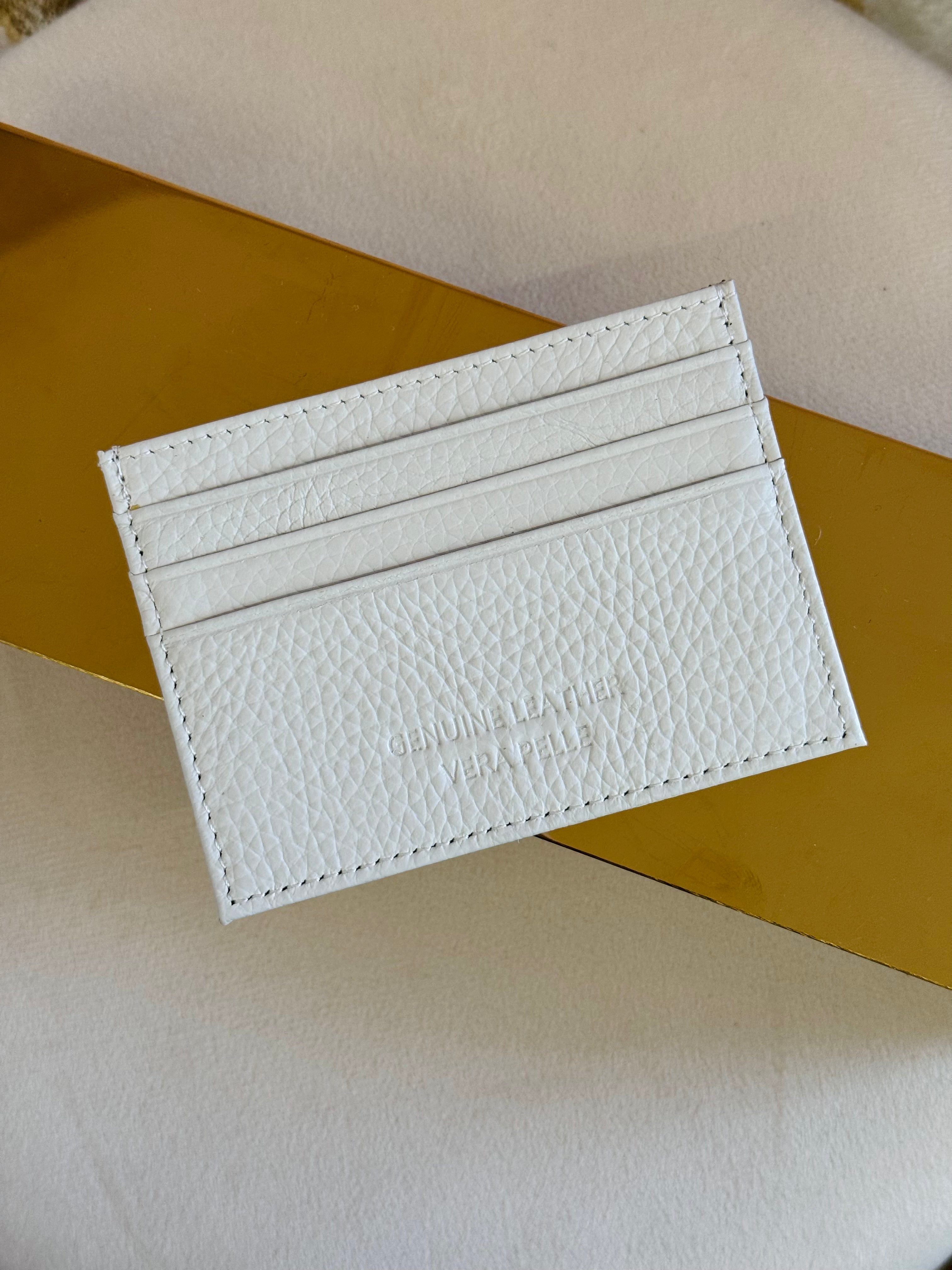 Porta carte in vera pelle bianco