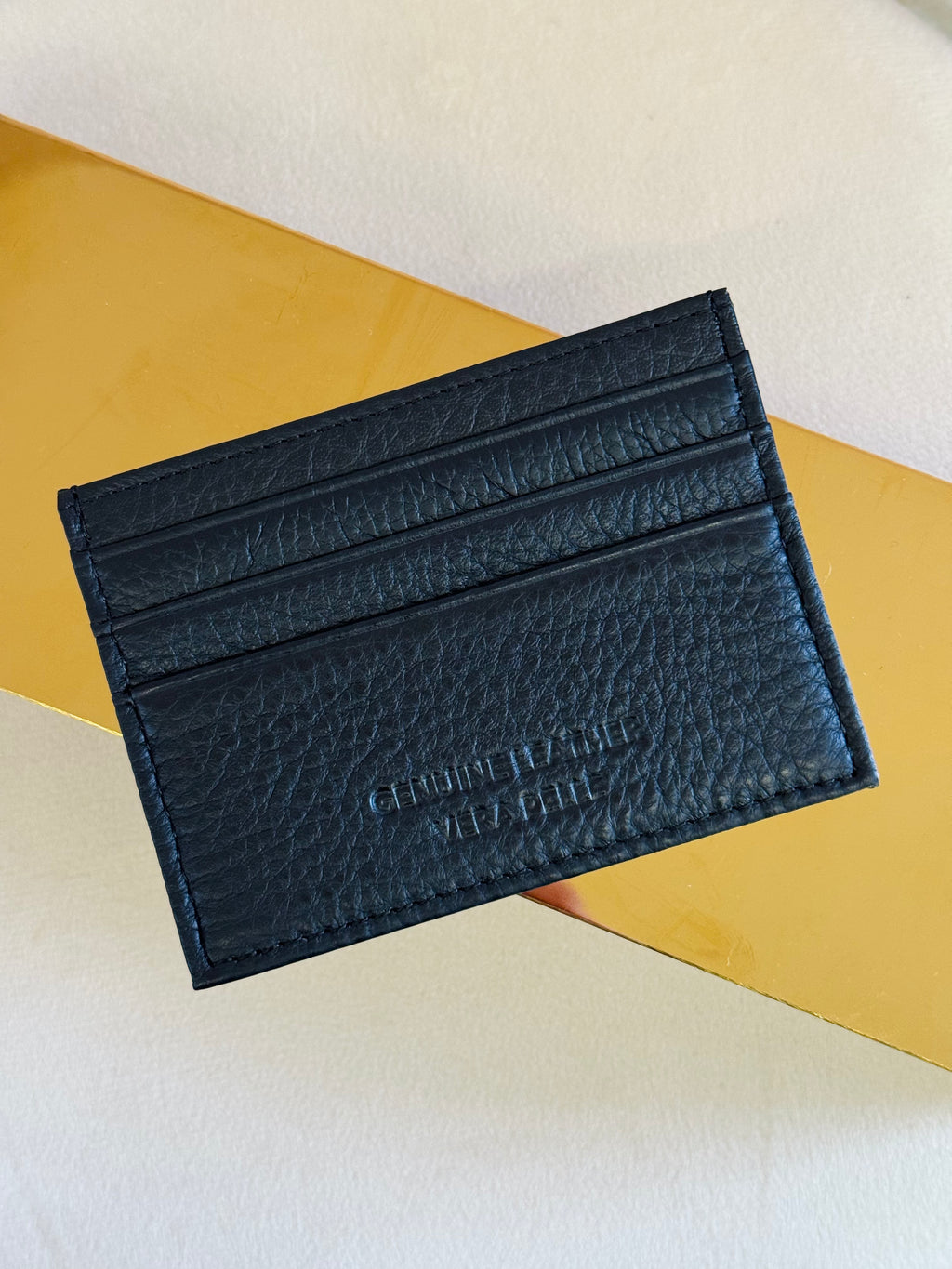 Porta carte in vera pelle nero