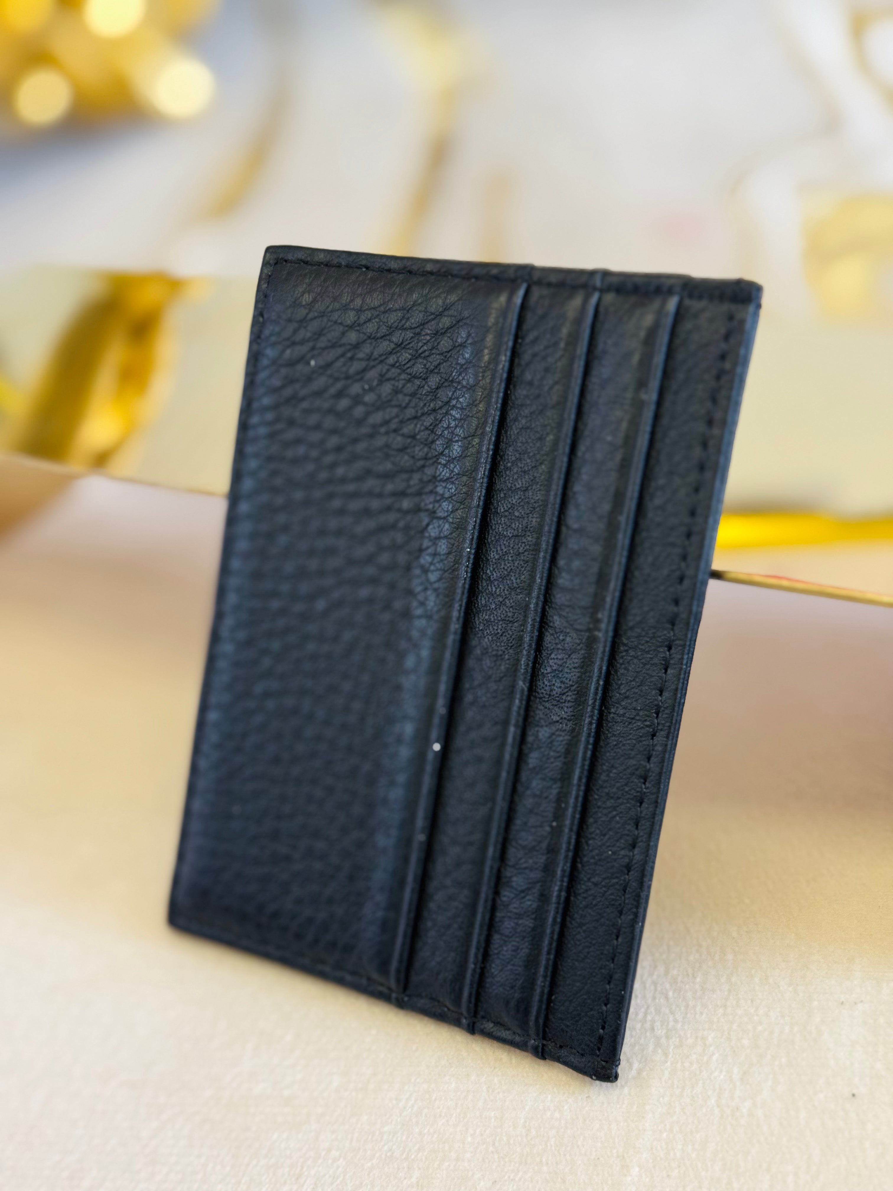 Porta carte in vera pelle nero
